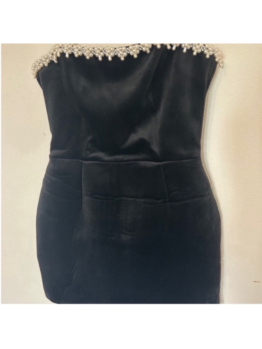 Nadine Merabi Em Velvet Black Pearl Mini Dress - Picture 9 of 11